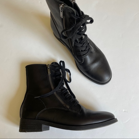 Lucky Brand Black Side Zip Moto Boots - Picture 2 of 11